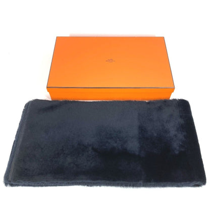 Hermes Leather Fur Shawl Stole Scarf