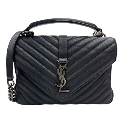 Saint Laurent Ysl College 600279 Chain Shoulder Bag In Black Leather