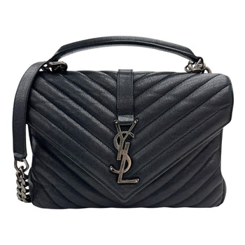 Saint Laurent Ysl College 600279 Chain Shoulder Bag In Black Leather