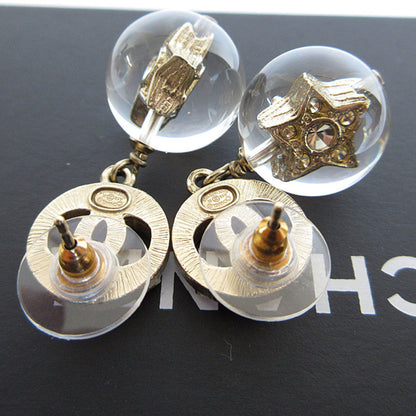 Chanel Coco Mark Metal Resin Gold Silver Earrings