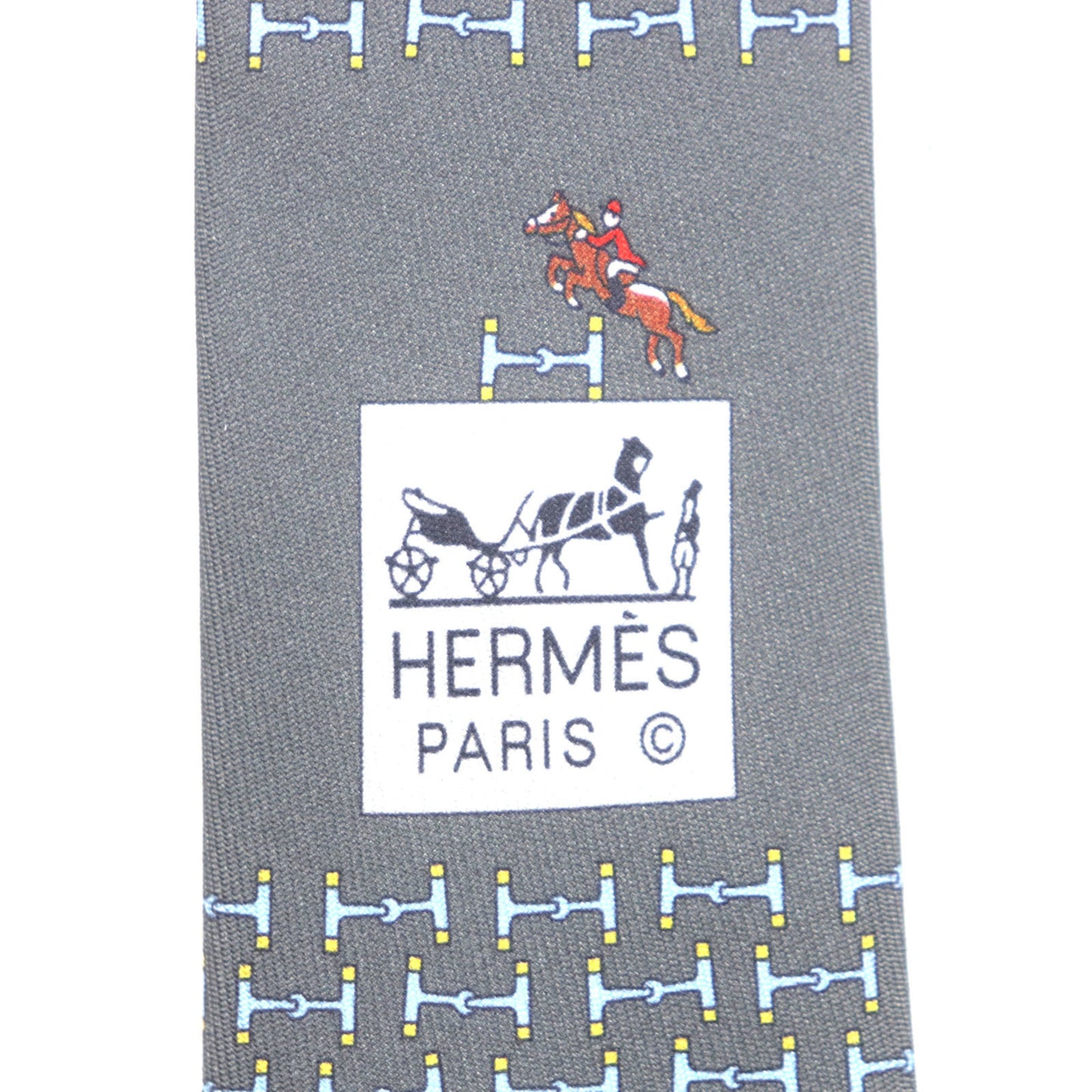 Hermes 6331 Dancing Bit 100% Silk Cravate H All-Over Print Tie