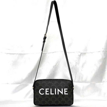 Celine Shoulder Bag Medium Black Triomphe F-20143 Pvc Leather Celine