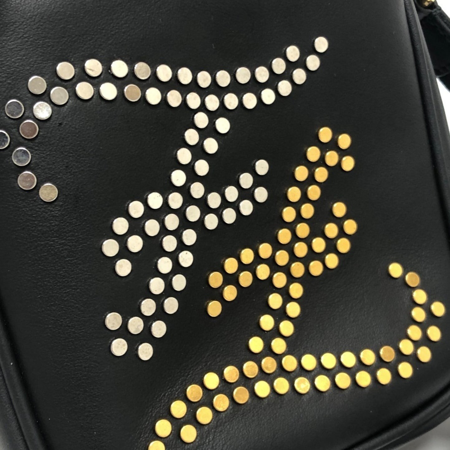 Fendi 7Va456 Calligraphy Stud Shoulder Bag