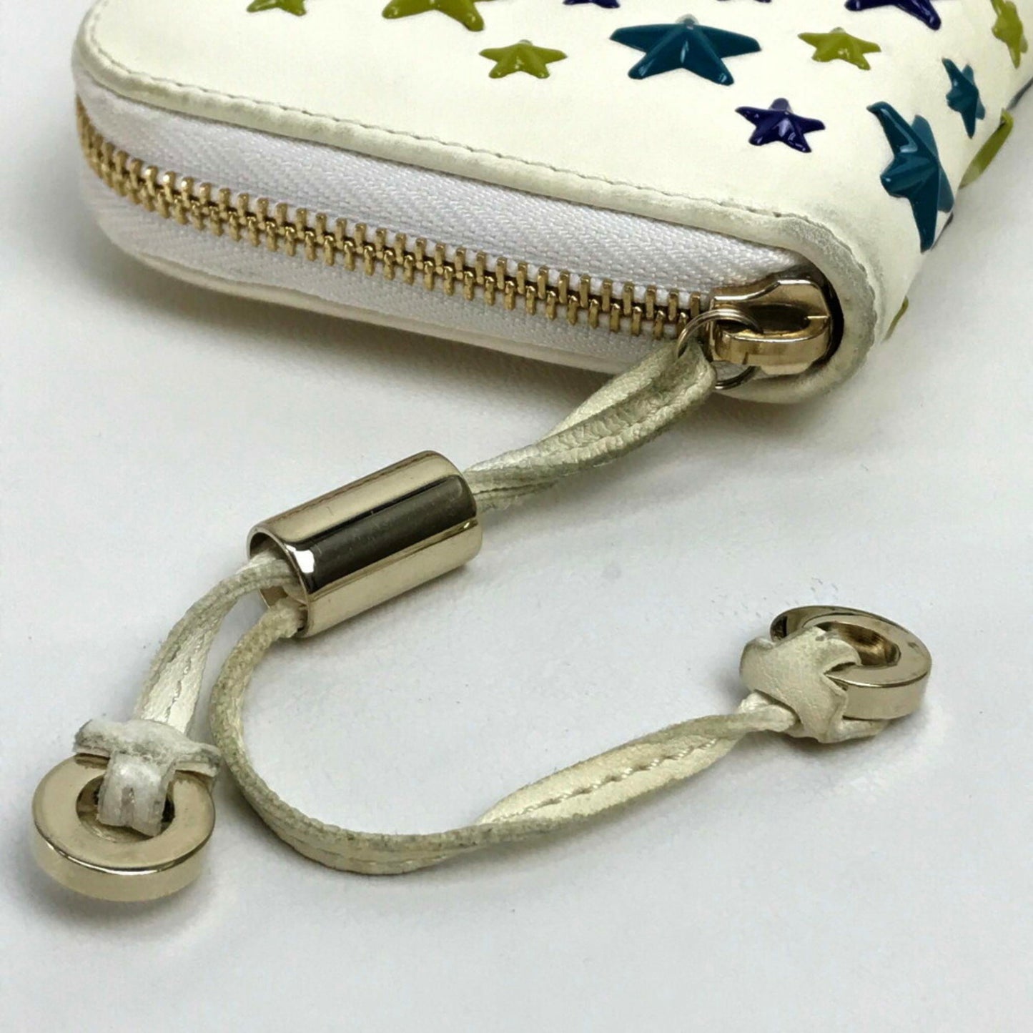 Jimmy Choo Jimmy Choo Round Long Wallet Star Studs Accessories Small Items Leather Off-White