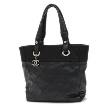 Chanel Paris Biarritz Tote Pm Bag Black Silver Hardware A34208