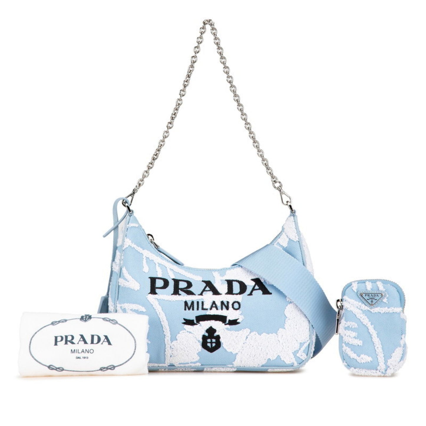 Prada Re-Edition 2000 Embroidered Mini Chain Handbag/Shoulder Bag