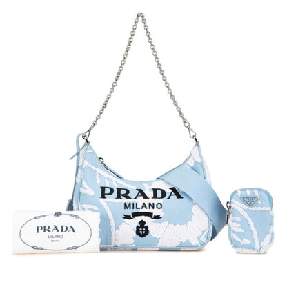 Prada Re-Edition 2000 Embroidered Mini Chain Handbag/Shoulder Bag