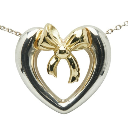 Tiffany & Co. Open Heart Ribbon Necklace In Silver And Gold (Sv925) - Women'S