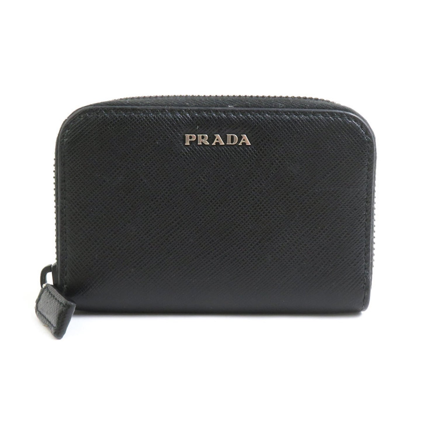 Prada Wallet/Coin Case Leather Black Silver