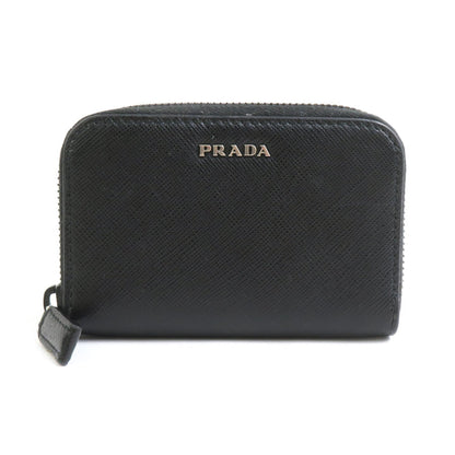Prada Wallet/Coin Case Leather Black Silver