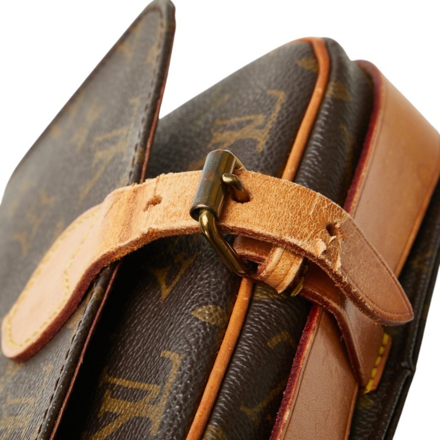 Louis Vuitton Monogram Mini Cartouchiere Crossbody Shoulder Bag M51254 Brown Leather