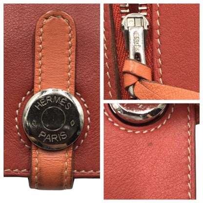 Hermes Hermes Dogon Long Red Sanguine Crevette Leather Wallet O Stamp