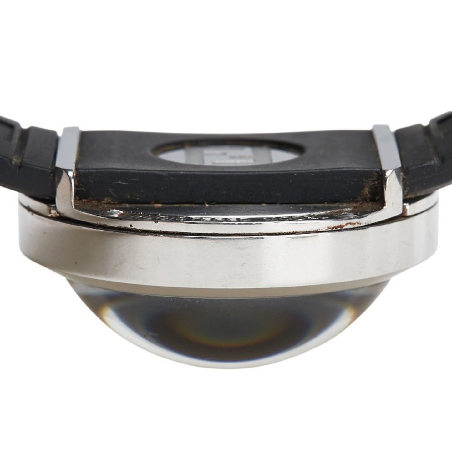 Fendi Bousra Watch 8010G Quartz Movement Black Dial Stainless Steel Rubber