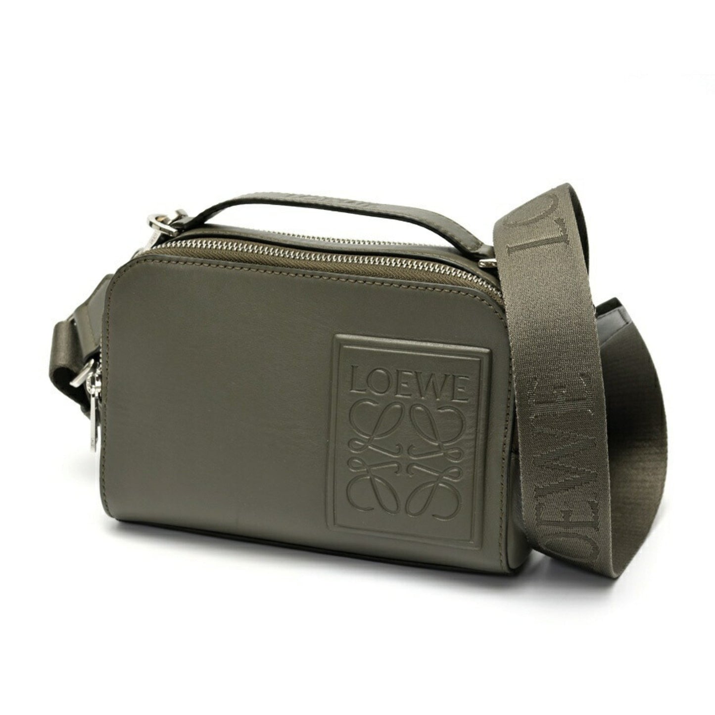 Loewe Crossbody Camera Bag Mini Shoulder C565R41X01 Satin Calfskin Khaki E-158820
