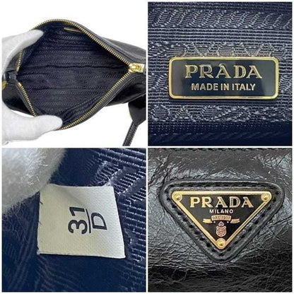 Prada Bag F-23942 Black Nero Re-Edition2002 1Bc201 Leather 31/D Prada Shoulder Plate