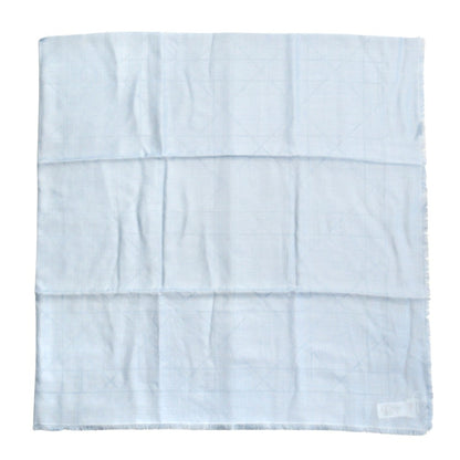 Christian Dior Cannage Jacquard Large Stole/Scarf Shawl Silk Cashmere Blend Logo Blue