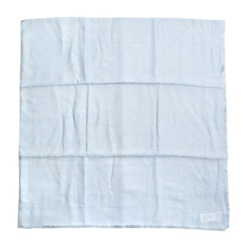Christian Dior Cannage Jacquard Large Stole/Scarf Shawl Silk Cashmere Blend Logo Blue