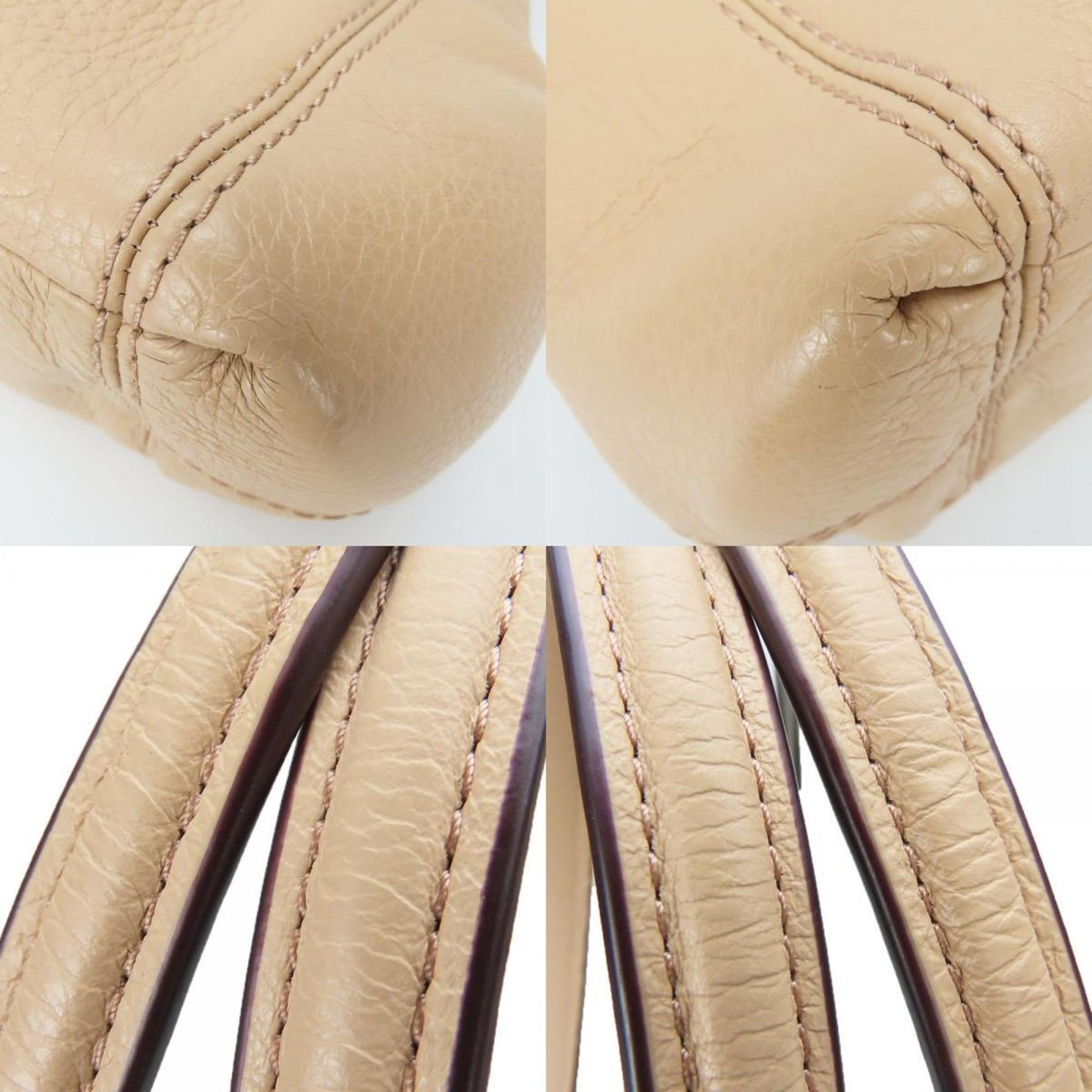 Coach Tote Bag F57545 Leather Pink Beige