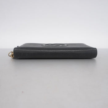 Gucci Soho Long Wallet 308004 Leather Black Champagne