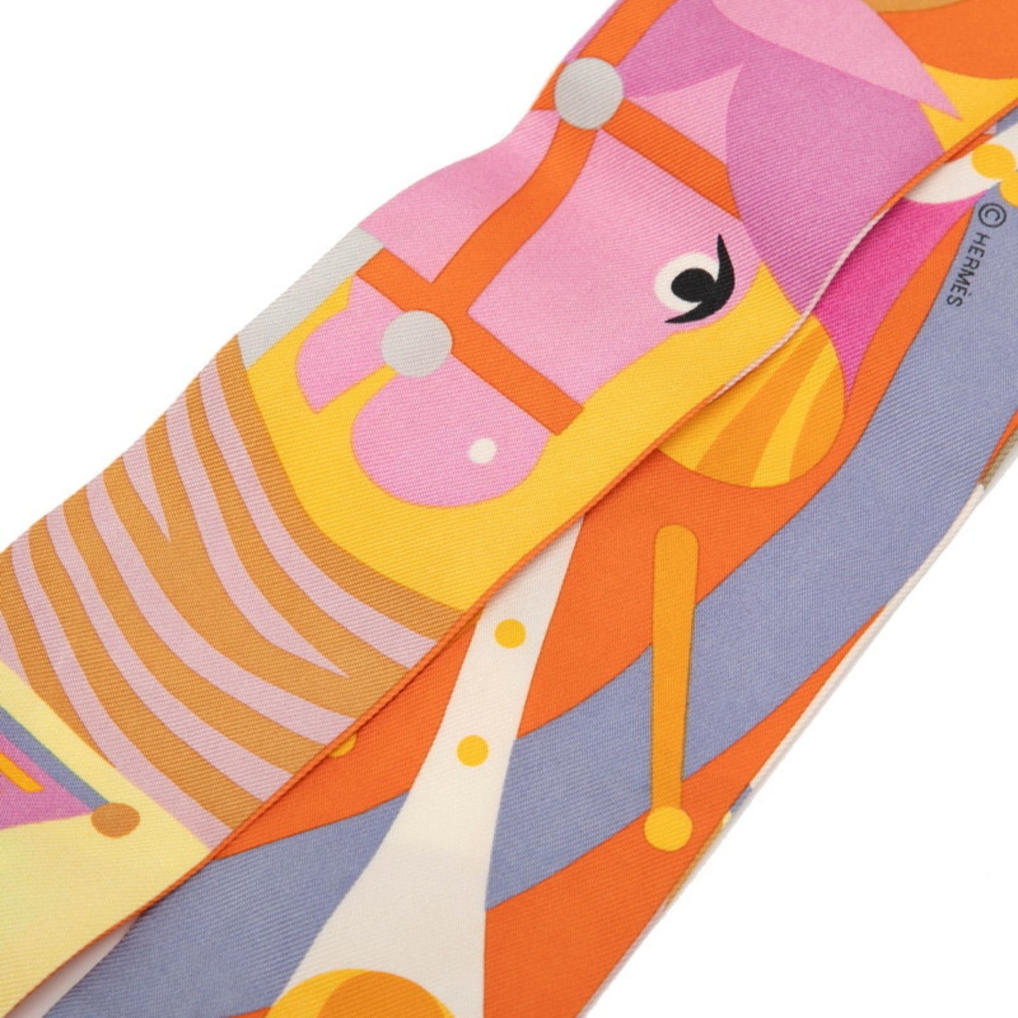 Hermes Herms Twilly "Parade En Fanfare" Scarf/Muffler In Orange