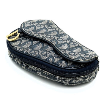 Dior Pouch Navy Blue Canvas Trotter Saddle