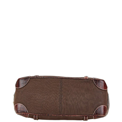 Celine Boogie Bag Handbag Brown Canvas Leather