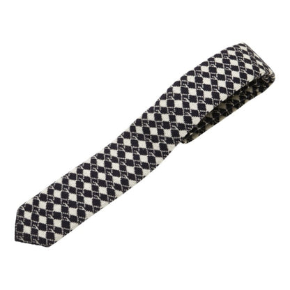 Gucci G Mark Knit Tie Navy White Wool