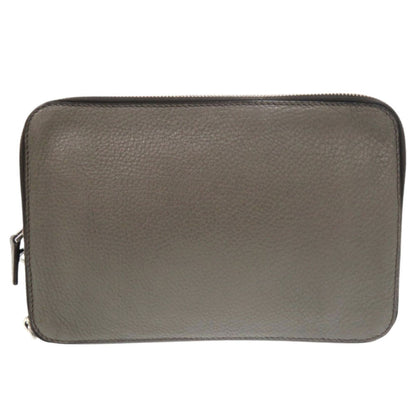 Prada Triangle Logo Leather Gray Second Bag Clutch 0188 Prada