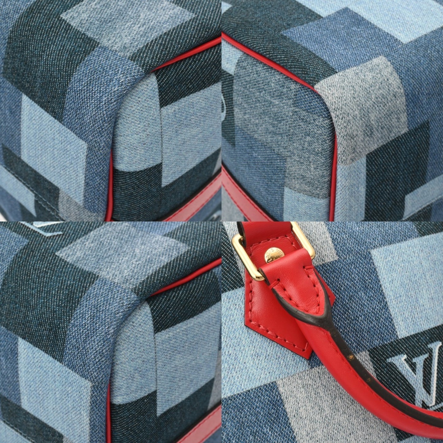 Louis Vuitton Monogram Denim Speedy Bandouliere 30 Blue M45041