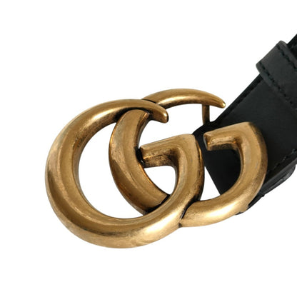 Gucci Gg Marmont Metal Buckle Leather Belt 414516 Black/Gold
