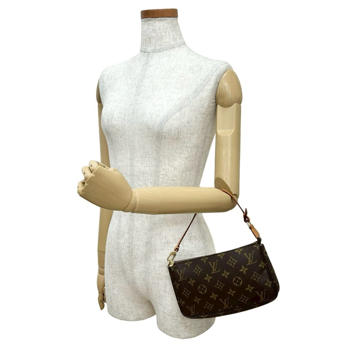 Louis Vuitton Pochette Accessoires Monogram Leather Mini Handbag Pouch Brown 18220