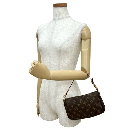 Louis Vuitton Pochette Accessoires Monogram Leather Mini Handbag Pouch Brown 18220