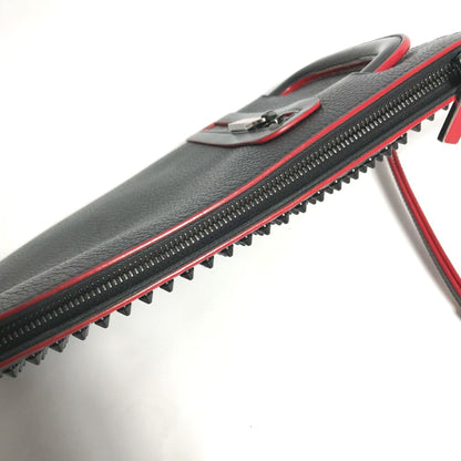 Christian Louboutin Spike Studs Clutch Bag Hand Bag Crossbody Pochette Shoulder Bag Black Red