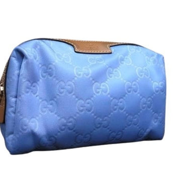 Gucci Pouch 256636 Light Blue/Brown Gg Nylon/Leather