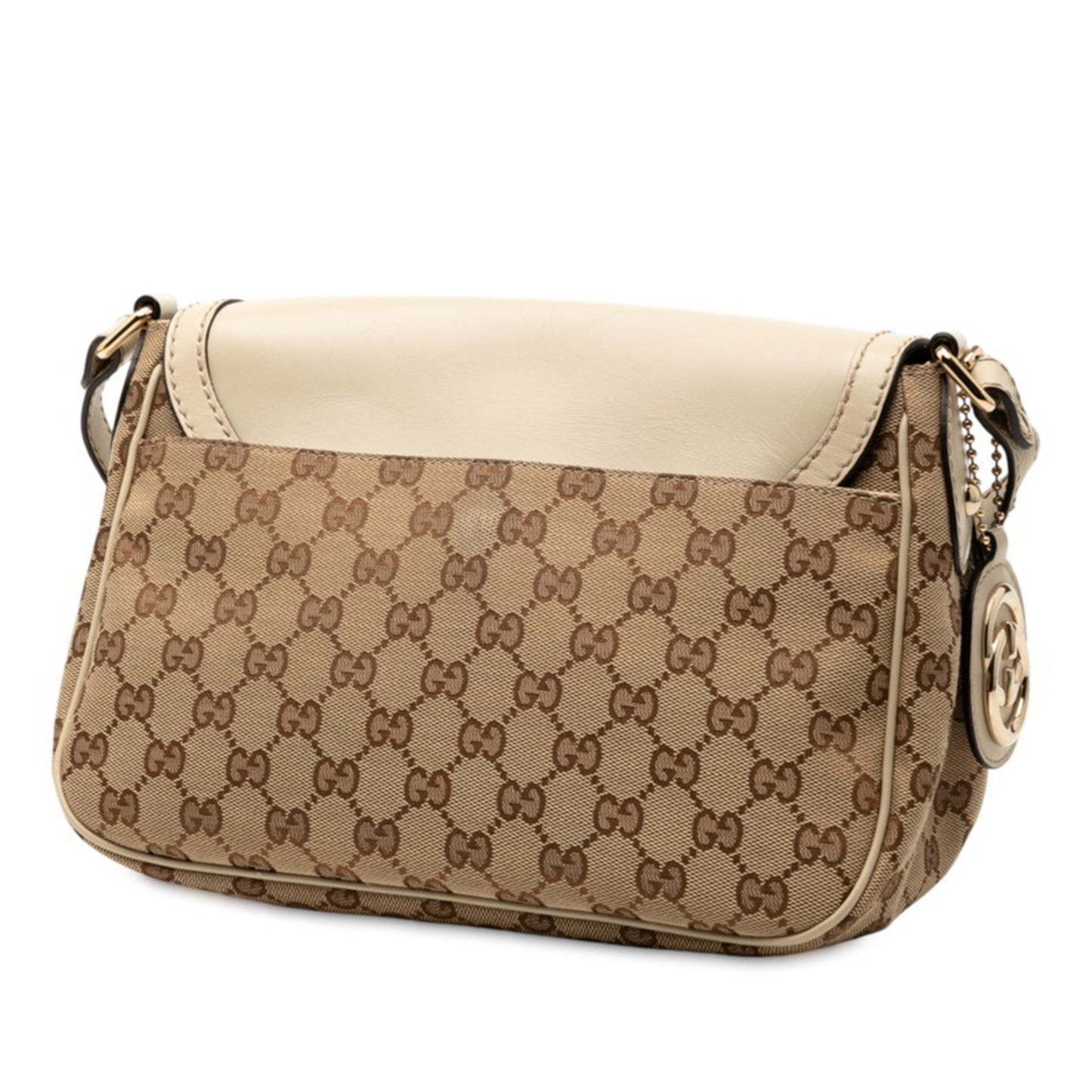 Gucci Gg Canvas Interlocking G Shoulder Bag 308452 Beige Leather