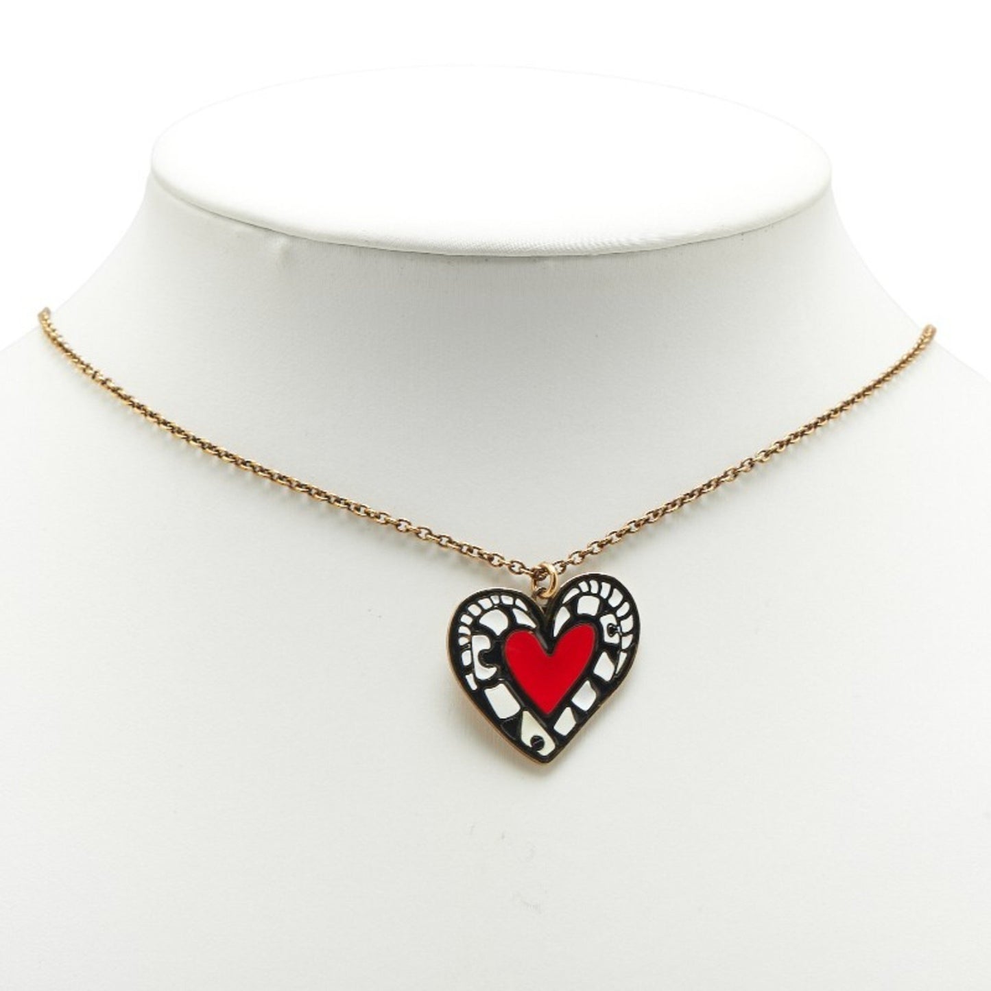 Christian Dior Dior Heart Long Necklace Gold Multicolor Plated
