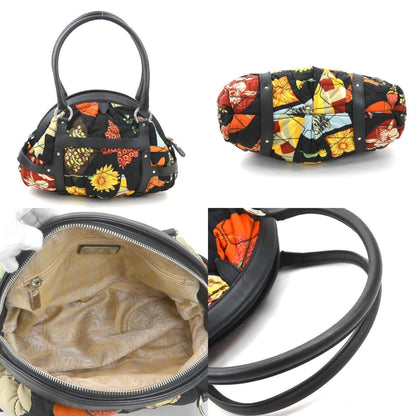 Salvatore Ferragamo Shoulder Bag Nylon Leather Black Multicolor Silver