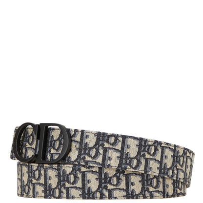 Christian Dior Dior Trotter Belt Navy Black Canvas Leather
