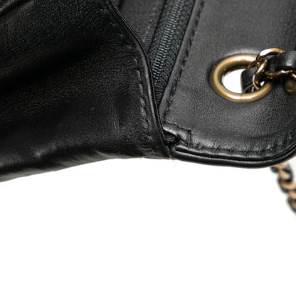 Chanel Coco Mark Wild Stitch Chain Shoulder Bag In Black Lambskin