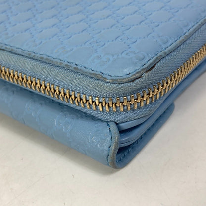 Gucci 449364 Micro Guccissima Round Zip Long Wallet Leather
