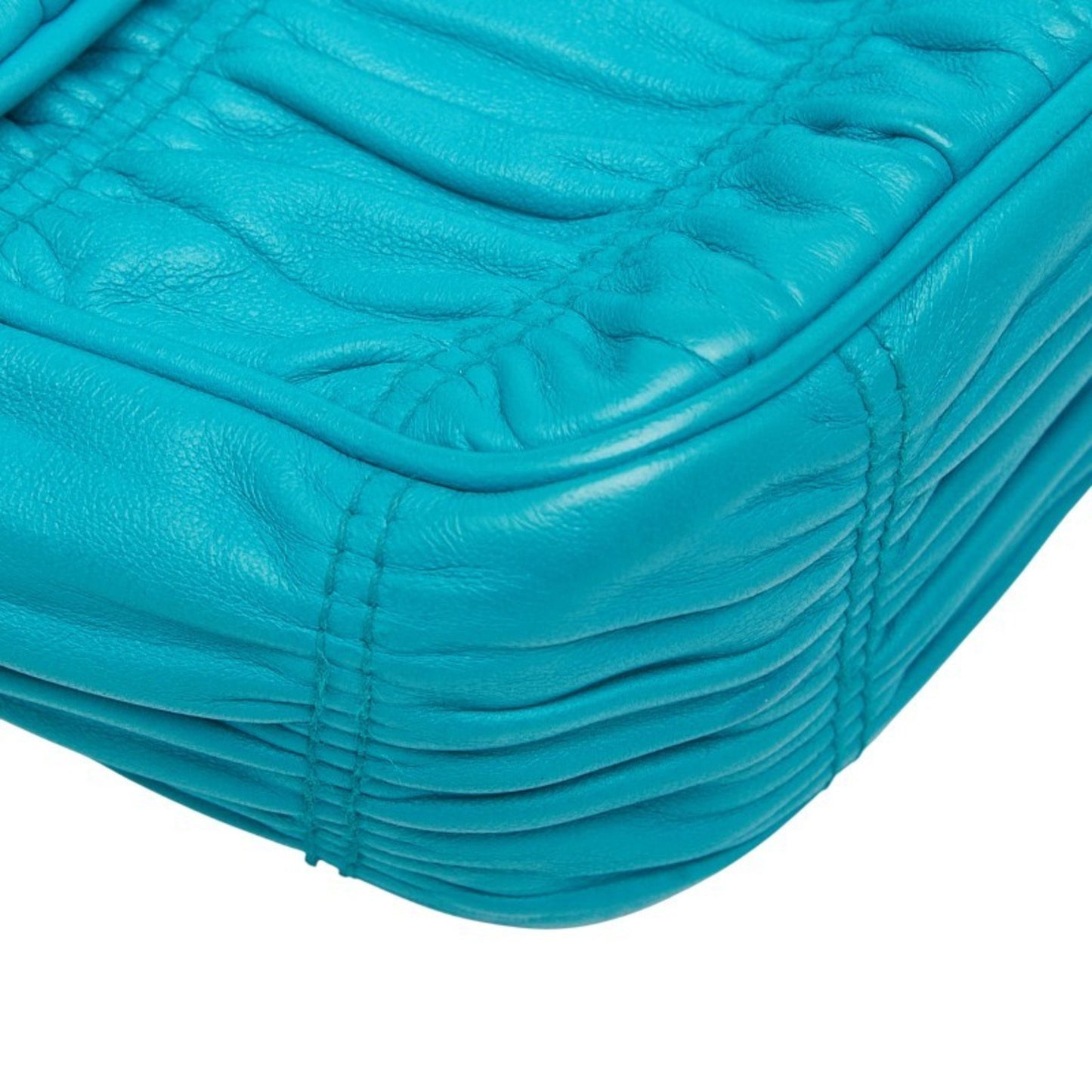 Prada Nappa Gaufre Chain Shoulder Bag Bt0939 Blue Leather