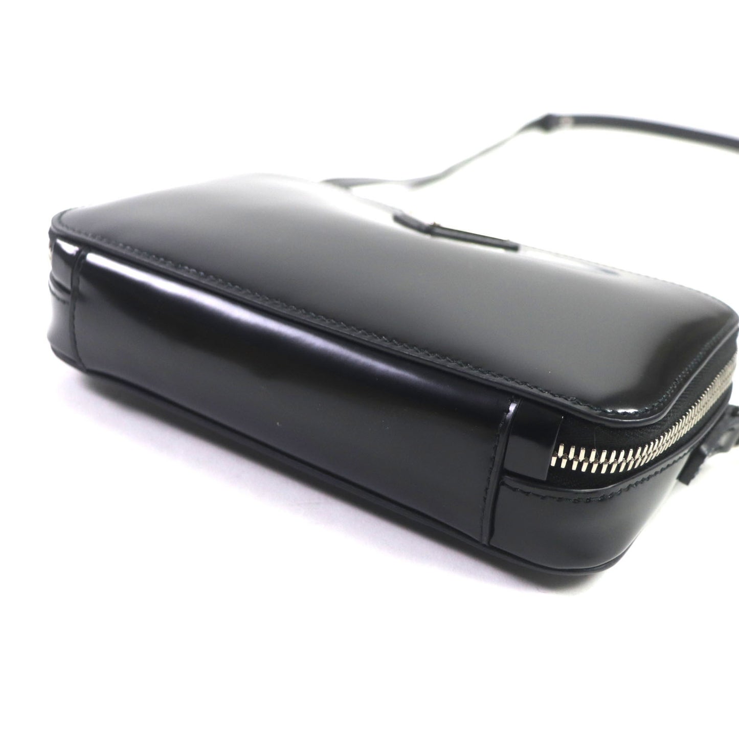 Prada 2Vh173 Brick Brushed Leather Triangle Logo Shoulder Bag