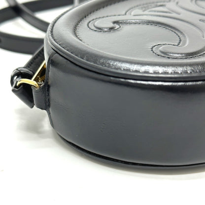 Celine Triomphe Oval Purse Cuir Crossbody Shoulder Bag In Black Leather