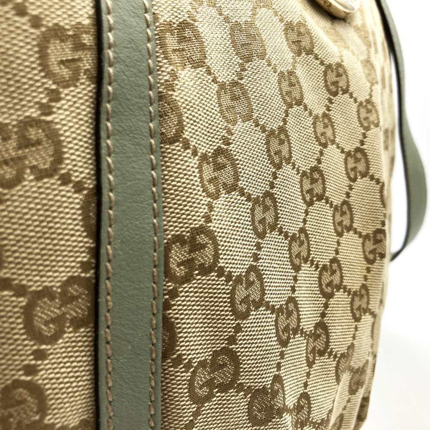 Gucci 204940 Shoulder Bag Gg Canvas Leather Abby Beige Green