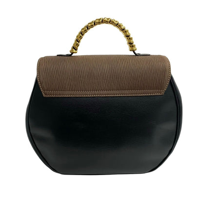 Loewe Velzquez Logo Leather Genuine 2-Way Handbag/Shoulder Bag In Two-Tone Black