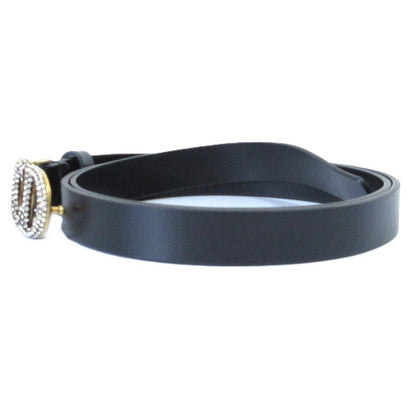 Christian Dior Rhinestone Cd Buckle Leather Narrow Belt