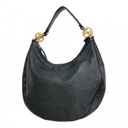 Gucci Shoulder Bag Guccissima 232962 Leather Black Gold