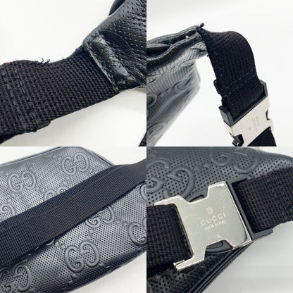 Gucci Waist Pouch Small Belt Body Bag 2Way Gg Embossed Leather Black 658582 Gucci