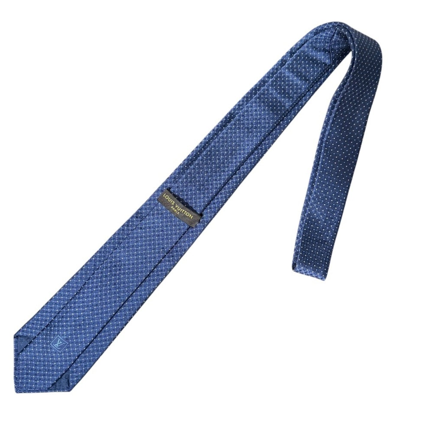 Louis Vuitton Monogram Dot Pattern 100% Silk Tie Navy