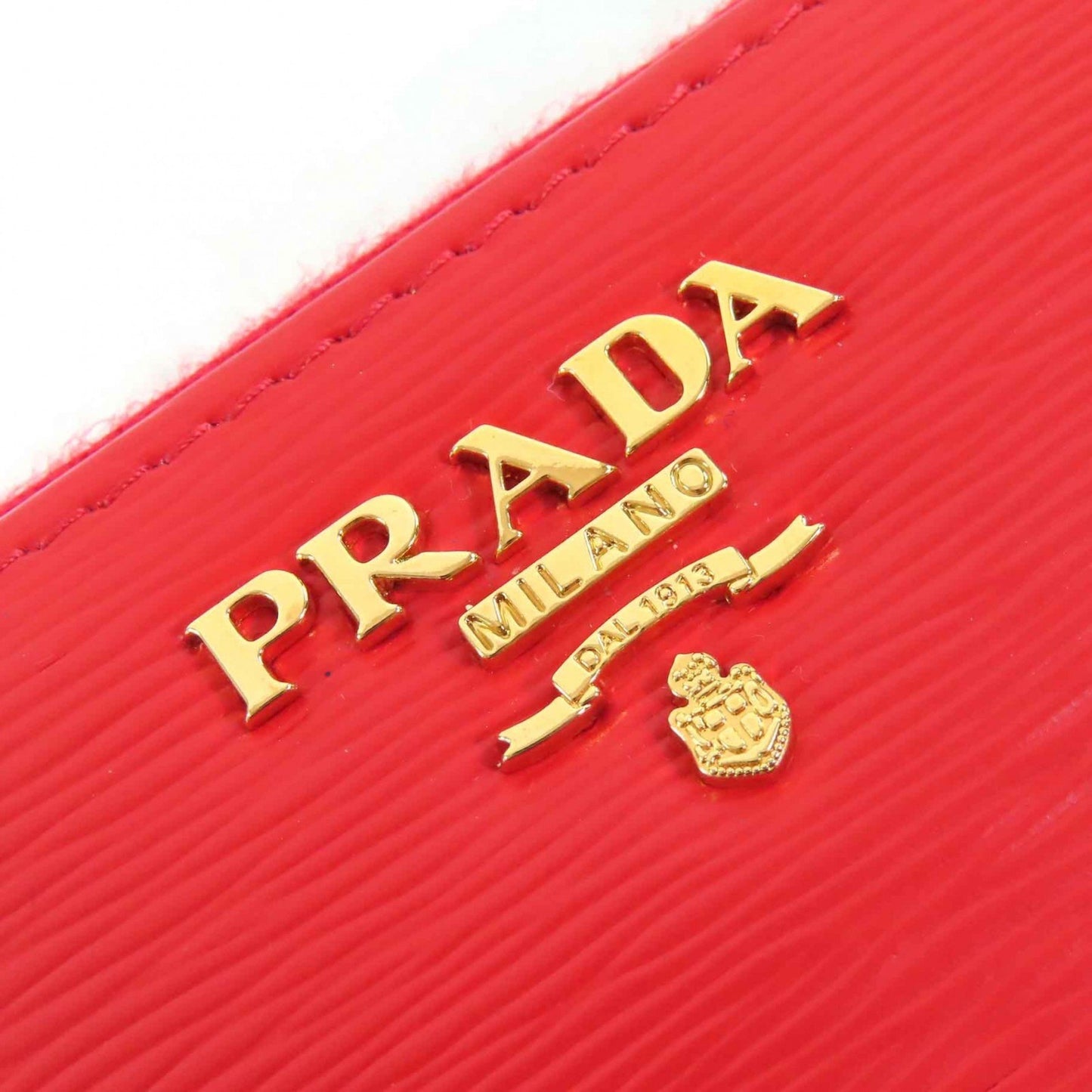 Prada 1Ml506 Vitello Move Logo Hardware Round Zip Leather Long Wallet Lacca1 Red With Box And Dust